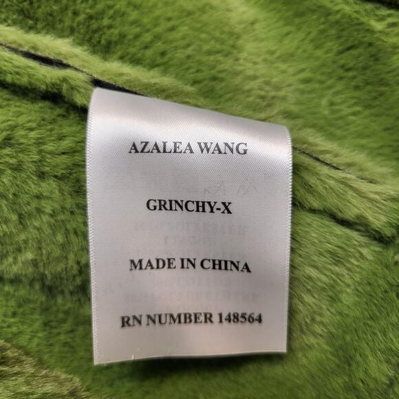 Azalea Wang Jacket Womens 3X Black Green GRINCHY-X Faux Leather Fur Trim Zip - Picture 2 of 9